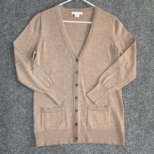 Liz Claiborne‎ V-neck button-up Cardigan Sweater-Women's Medium- Heathered Brown